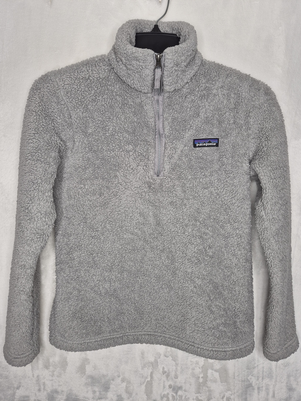 Patagonia Light Gray Quarter Zip Fleece Pullover Sweater Womens XS 19x23.5